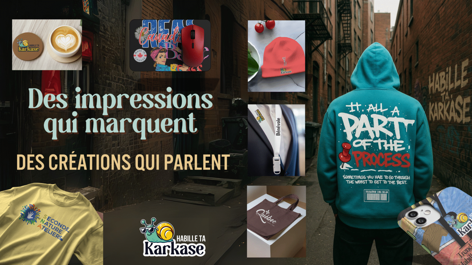 Produits personnalisés imprimés - T-shirts, gourdes, casquettes et accessoires - Habille ta Karkase
